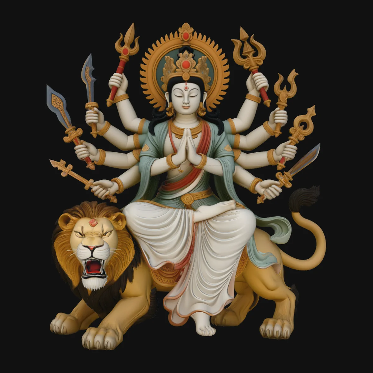 Durga on Lion Statue Design 3