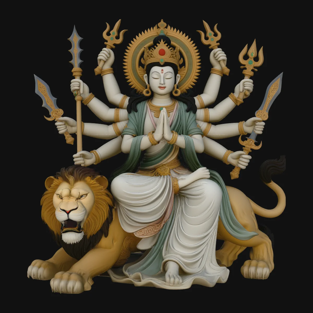 Durga on Lion Statue Design 4