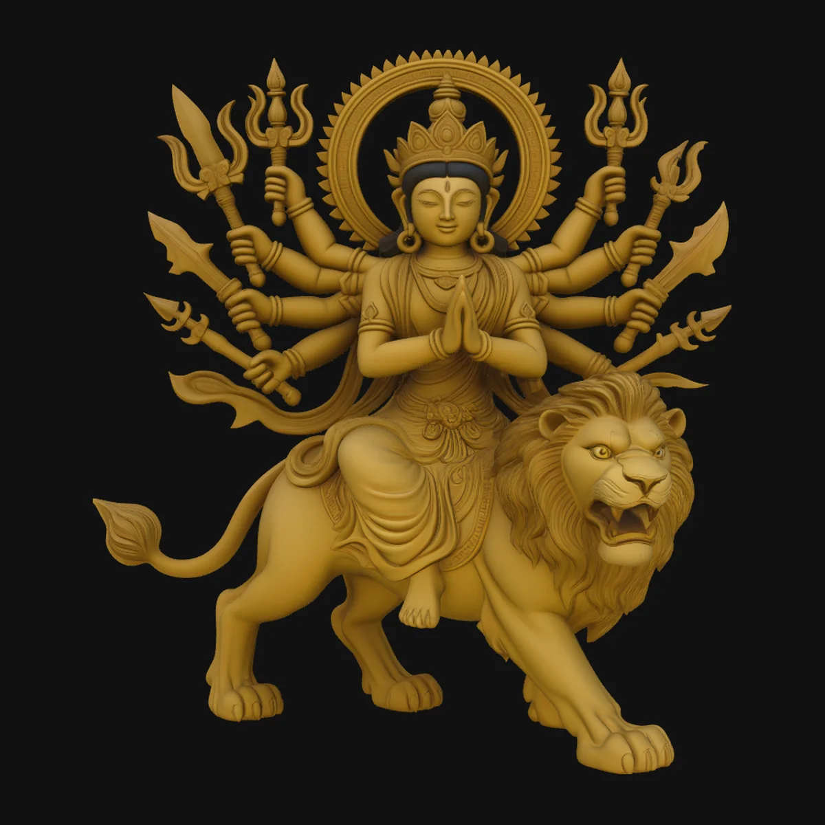 Durga on Lion Statue Design 5