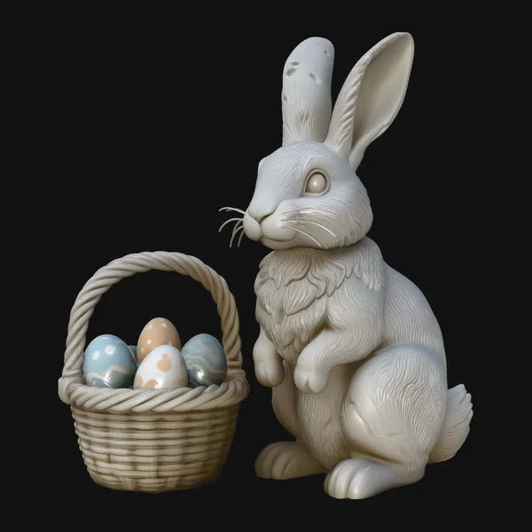 Easter Bunny with Basket Statue Design 1