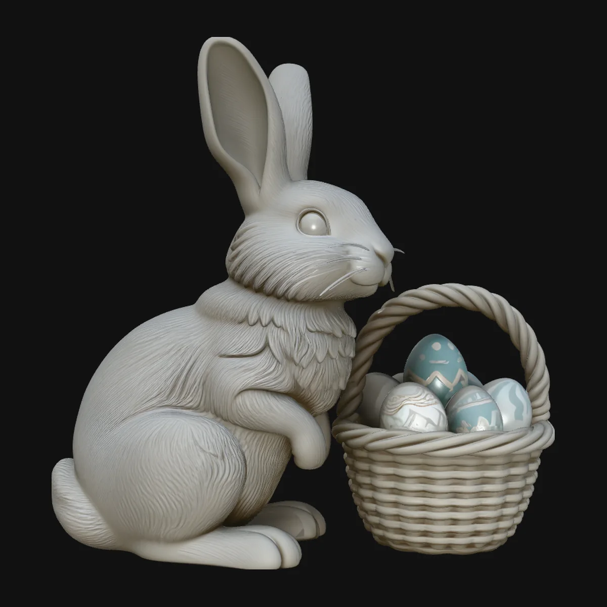 Easter Bunny with Basket Statue Design 2