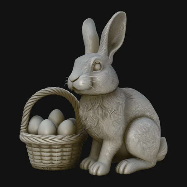 Easter Bunny with Basket Statue Design 3