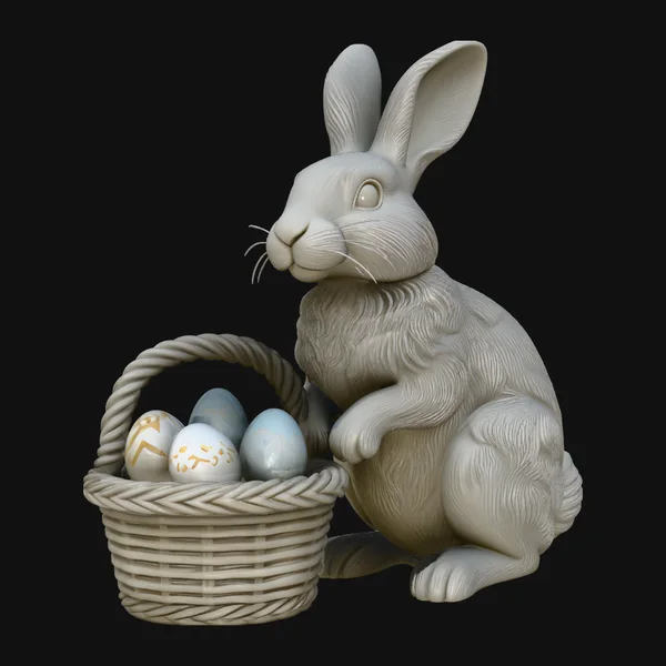 Easter Bunny with Basket Statue Design 4