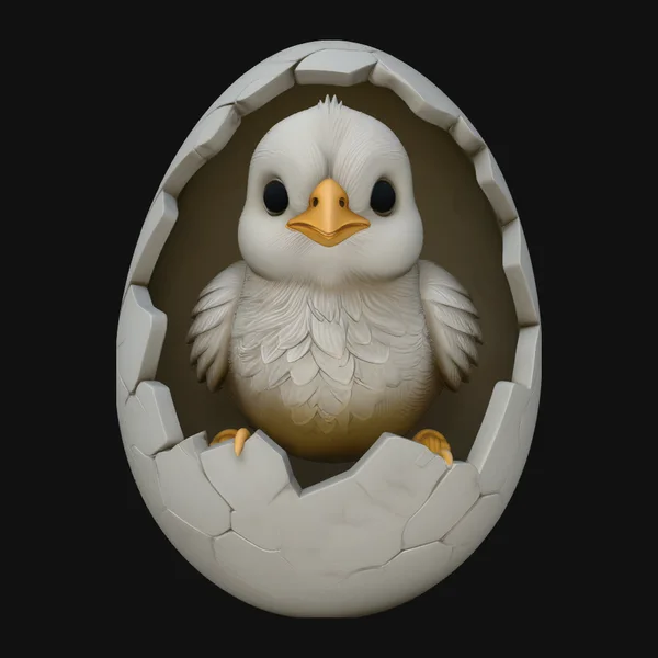 Easter Chick in Eggshell Statue Design 2