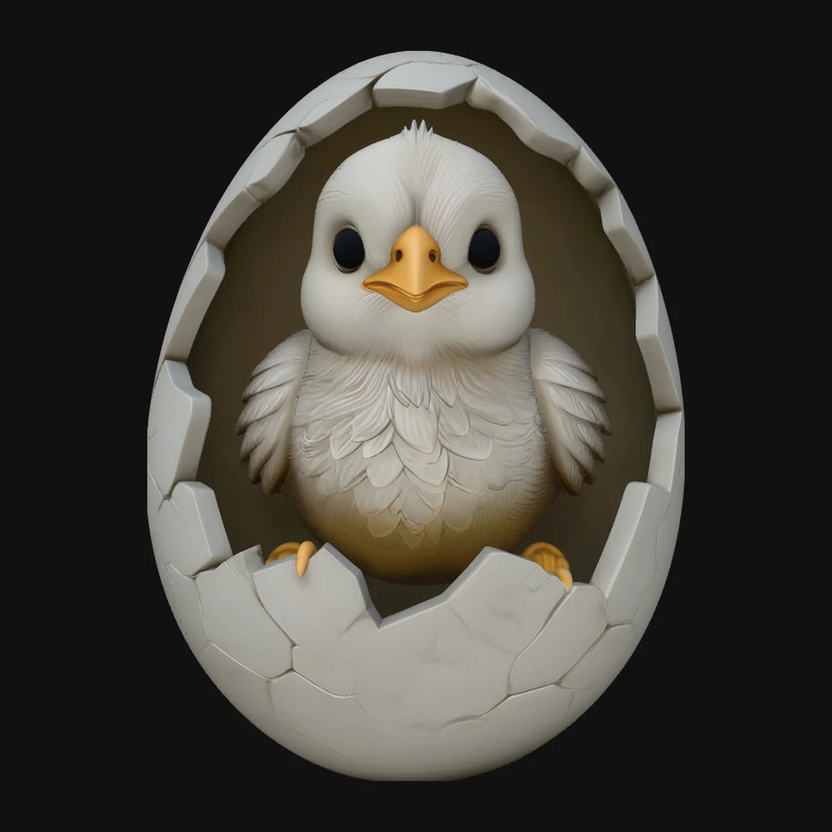 Easter Chick in Eggshell Statue Design 2