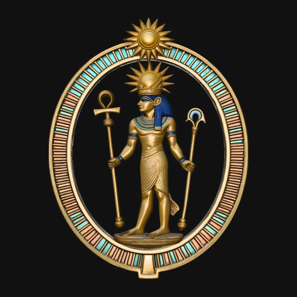 Egyptian Sun Goddess Relief Medallion Pendant Design 1
