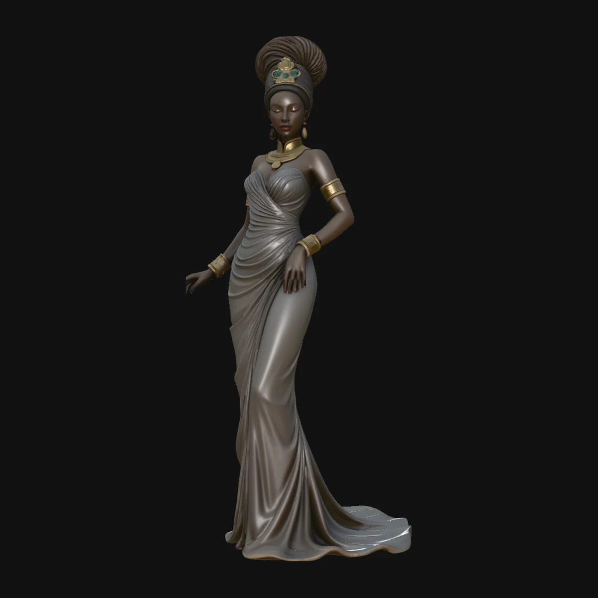 Elegant Evening Gown Lady Statue Design 1