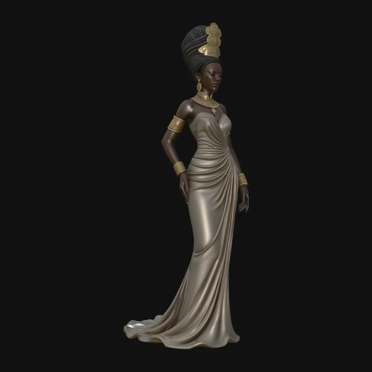Elegant Evening Gown Lady Statue Design 2