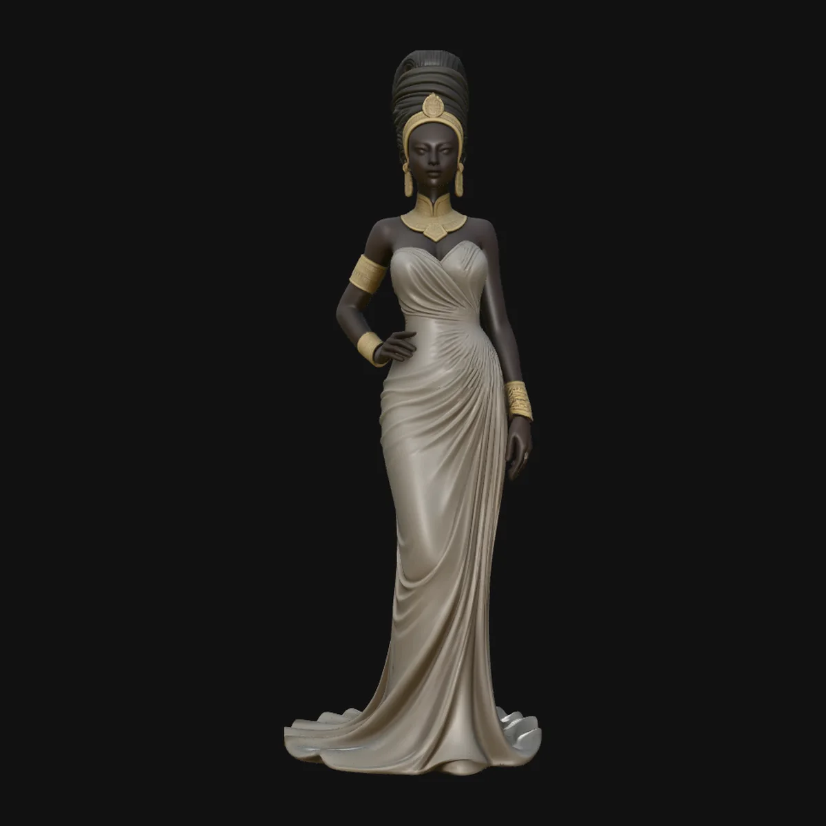 Elegant Evening Gown Lady Statue Design 3