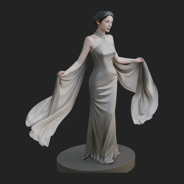 Elegant Evening Gown Lady Statue Design 5