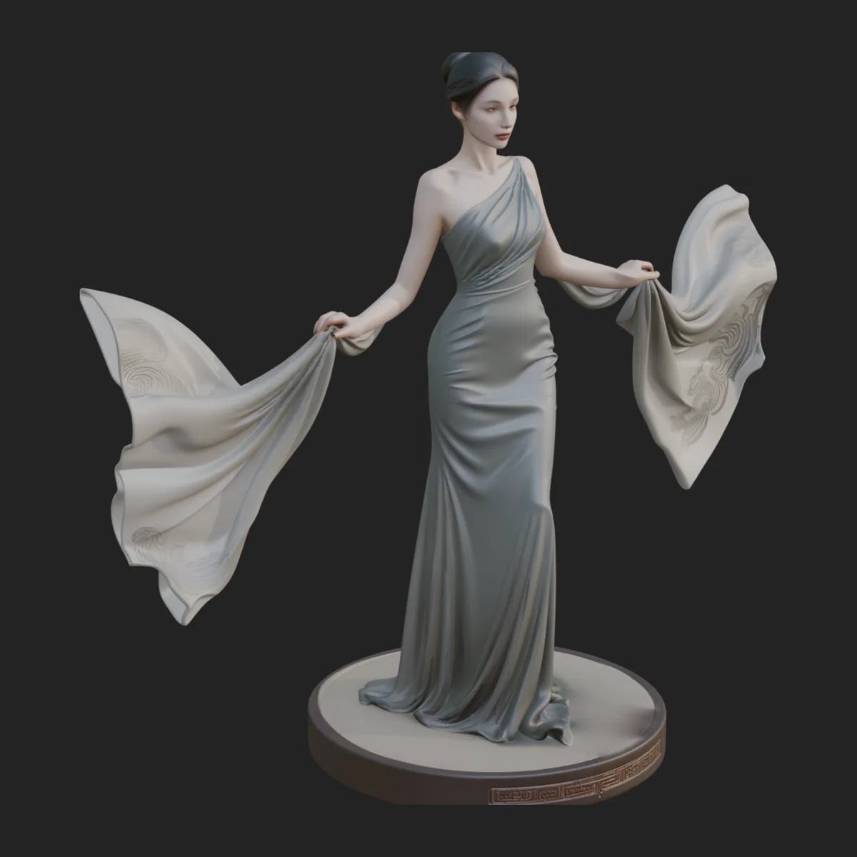 Elegant Evening Gown Lady Statue Design 6