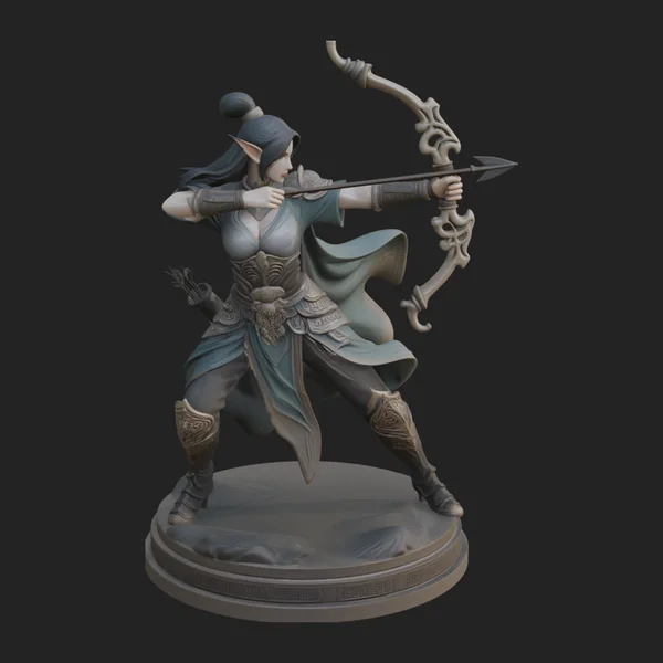 Elven Archer Queen Statue Design 2