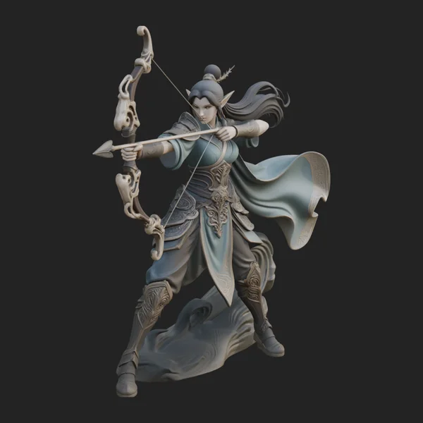 Elven Archer Queen Statue Design 3