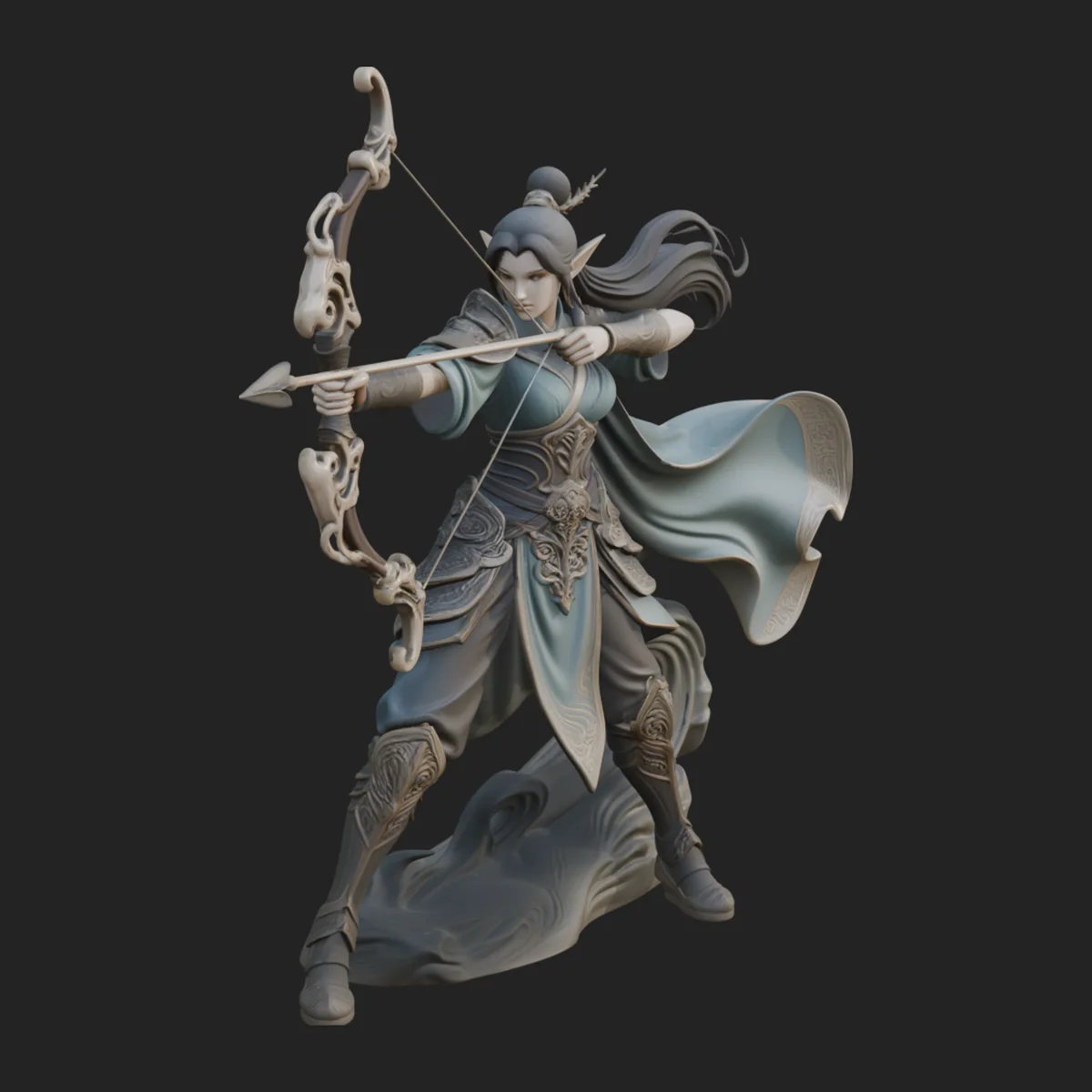 Elven Archer Queen Statue Design 3