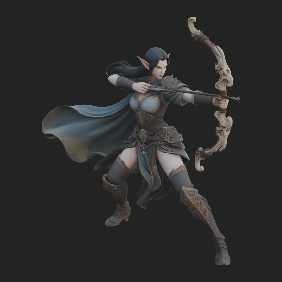 Elven Archer Queen Statue Design 5