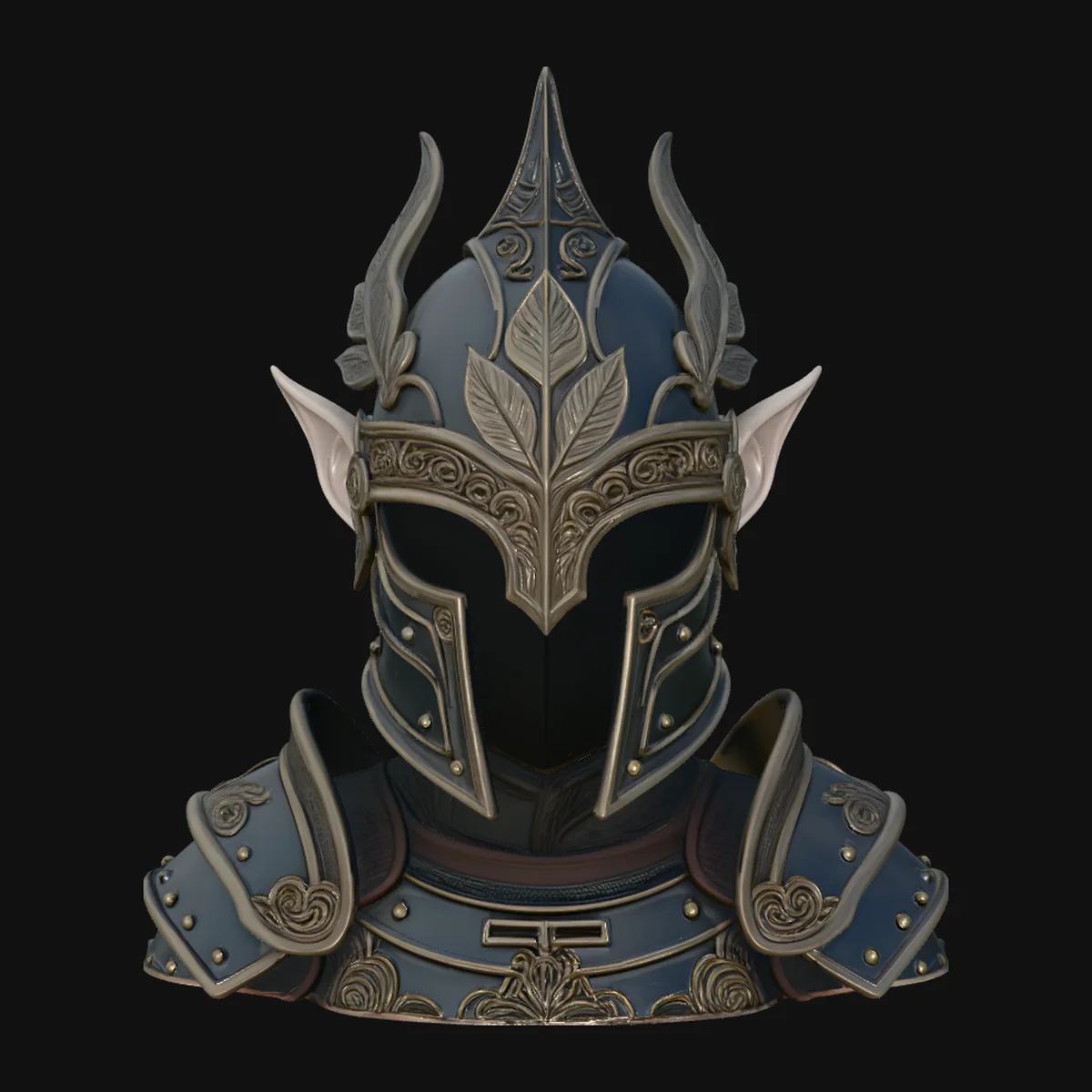 Elven Knight Helmet Statue Design 1