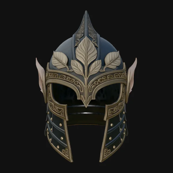 Elven Knight Helmet Statue Design 2