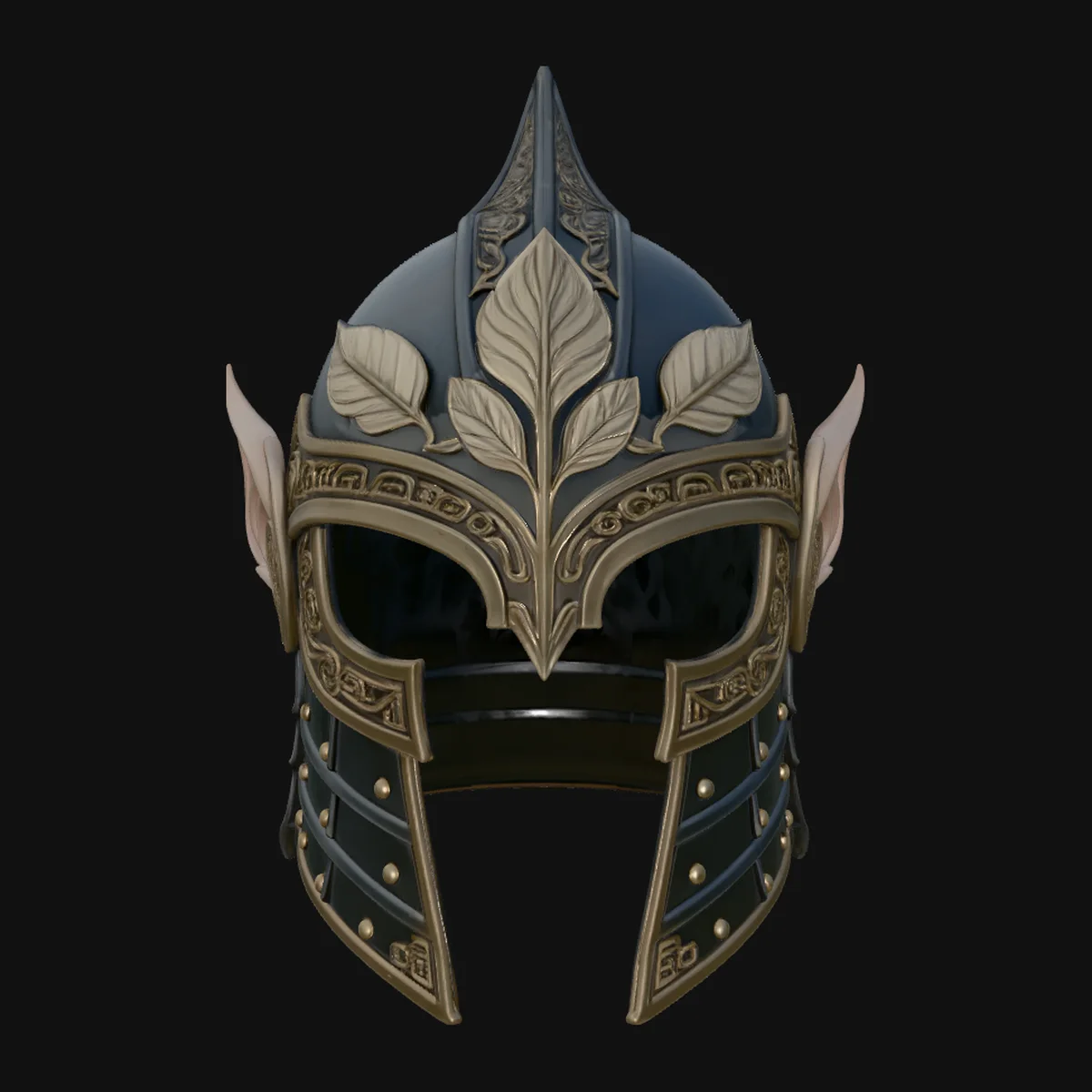 Elven Knight Helmet Statue Design 2