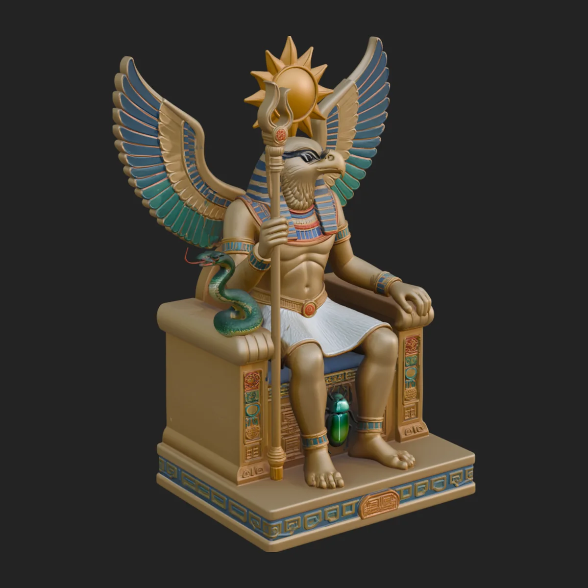 Enthroned Egyptian God Statue Design 2