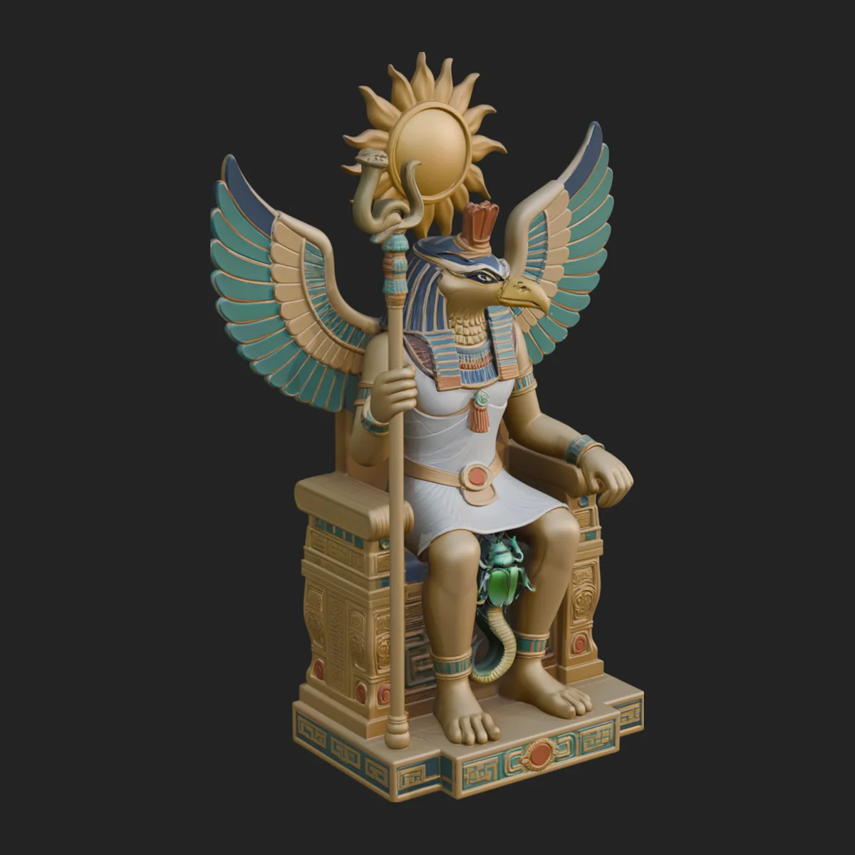 Enthroned Egyptian God Statue Design 4