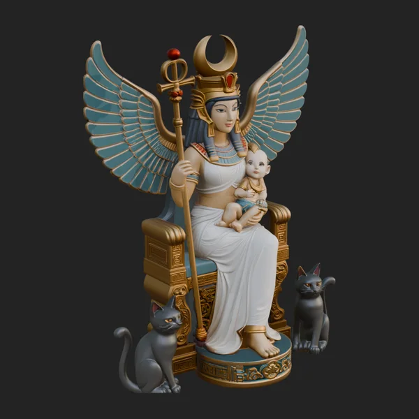 Enthroned Egyptian Goddess Statue Design 1