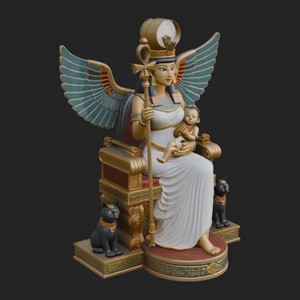 Enthroned Egyptian Goddess Statue Design 2
