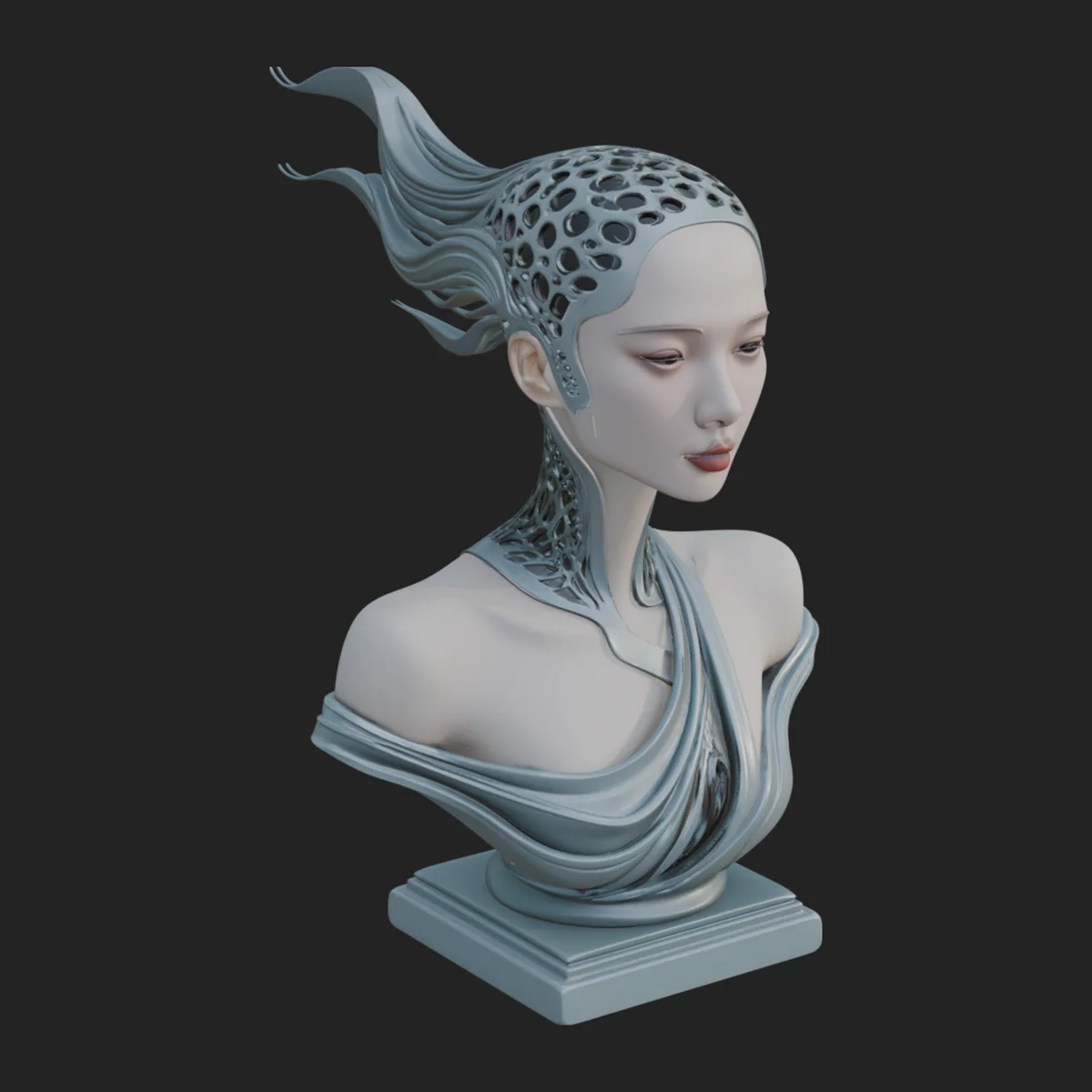 Ethereal Lace Woman Bust Statue Design 1