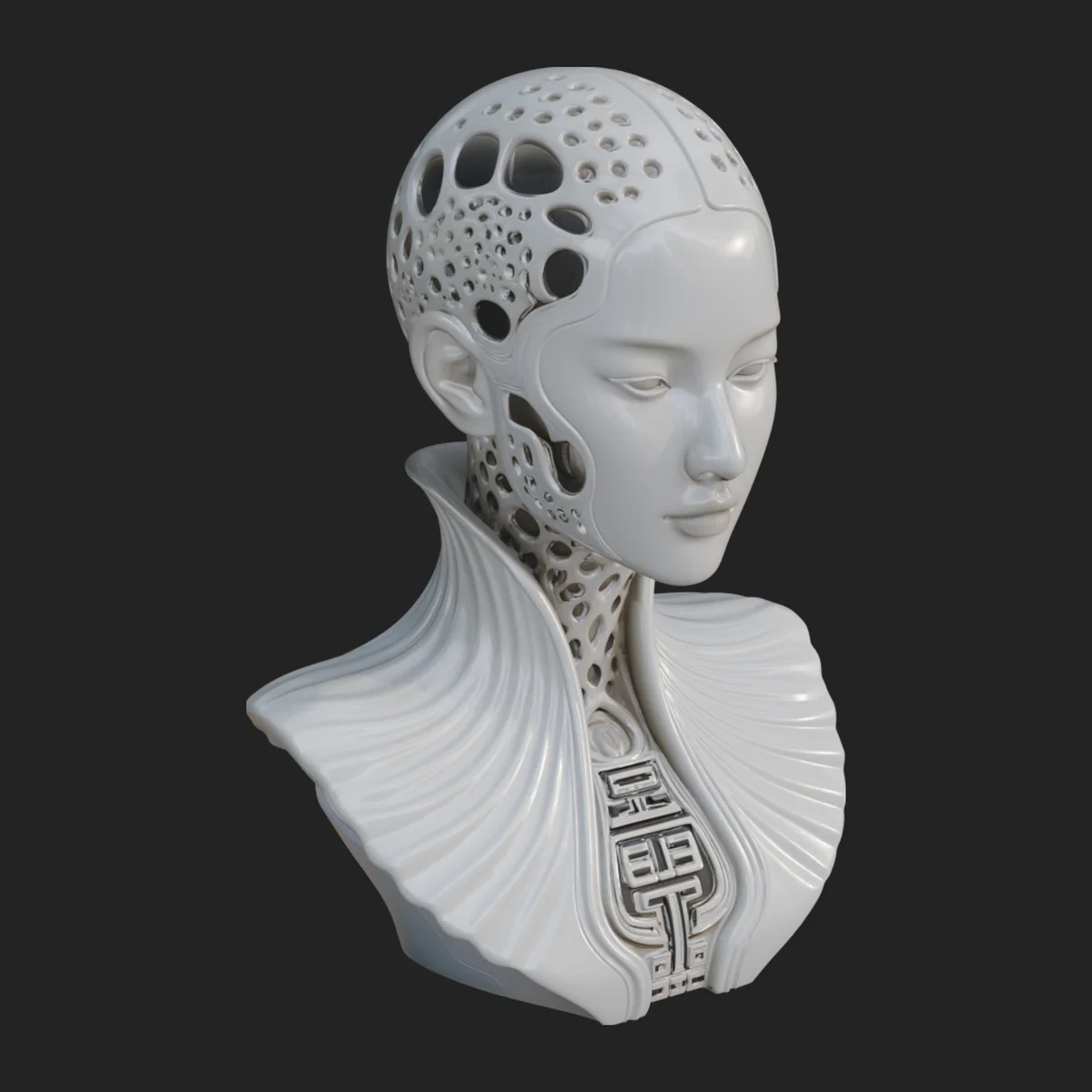 Ethereal Lace Woman Bust Statue Design 2