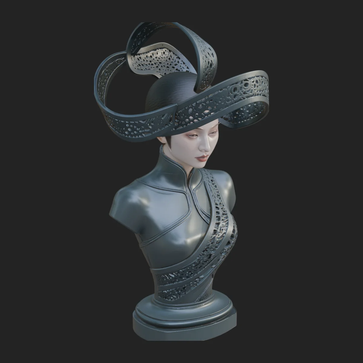 Ethereal Lace Woman Bust Statue Design 3