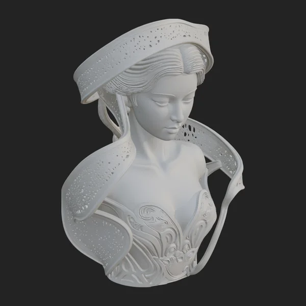 Ethereal Lace Woman Bust Statue Design 4