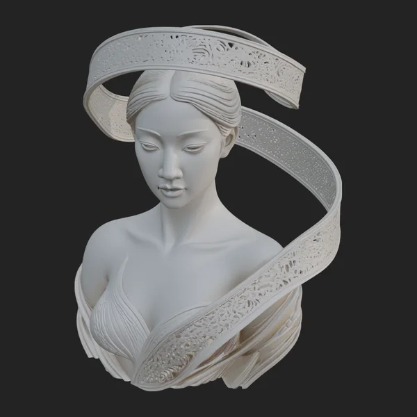 Ethereal Lace Woman Bust Statue Design 5