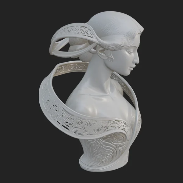 Ethereal Lace Woman Bust Statue Design 6