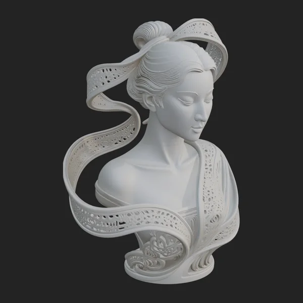 Ethereal Lace Woman Bust Statue Design 7