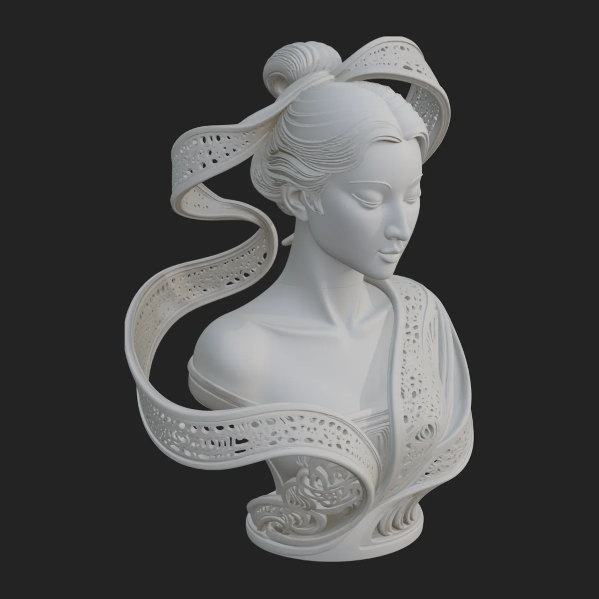 Ethereal Lace Woman Bust Statue Design 7