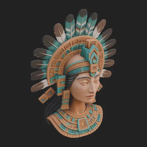 Feathered Headdress Woman Bust Statue Design 7