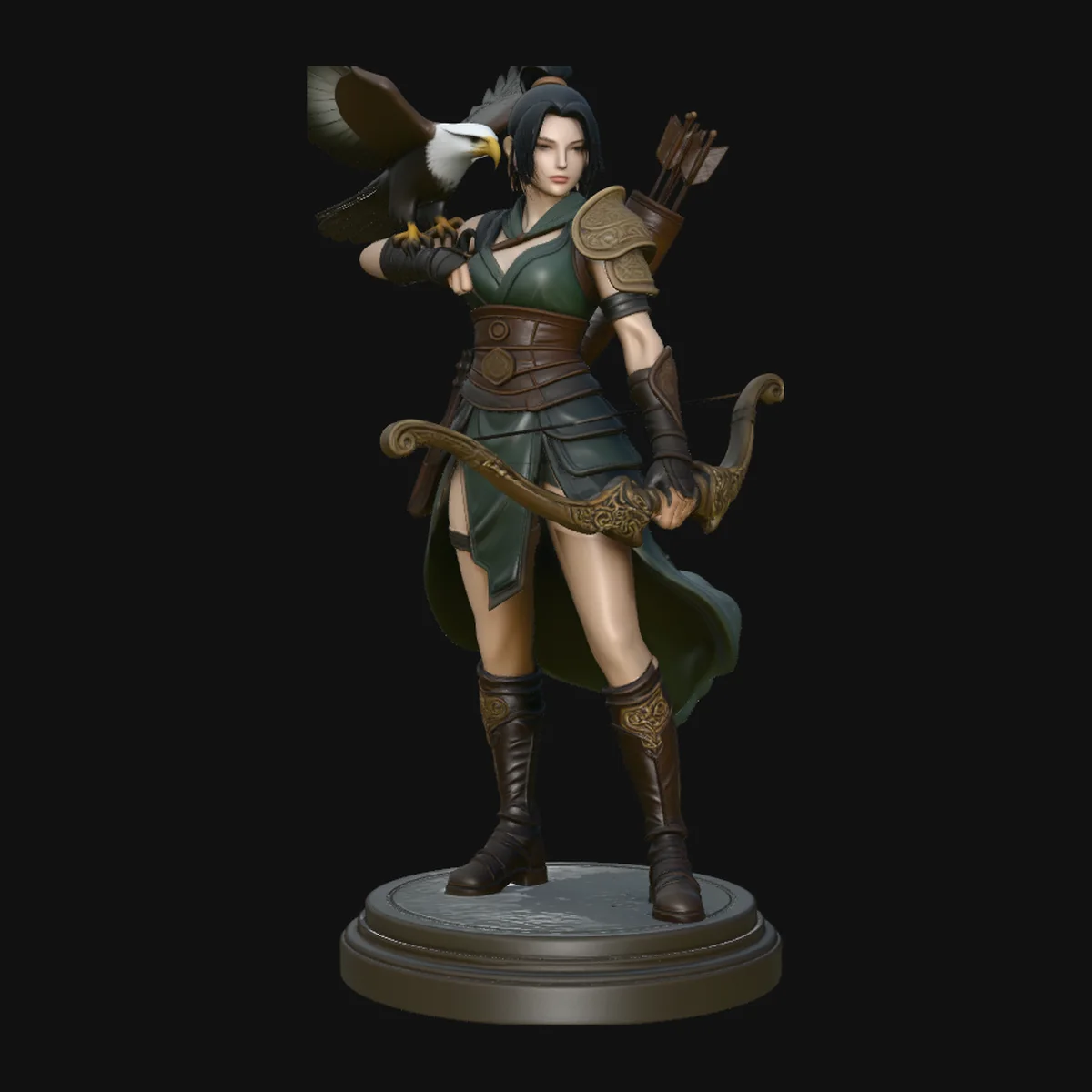 Female Archer with Eagle Statue Design 2