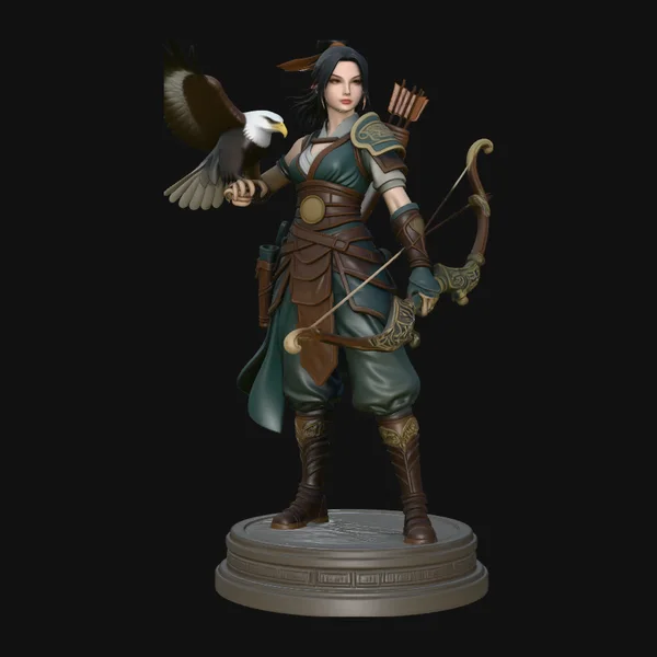 Female Archer with Eagle Statue Design 3
