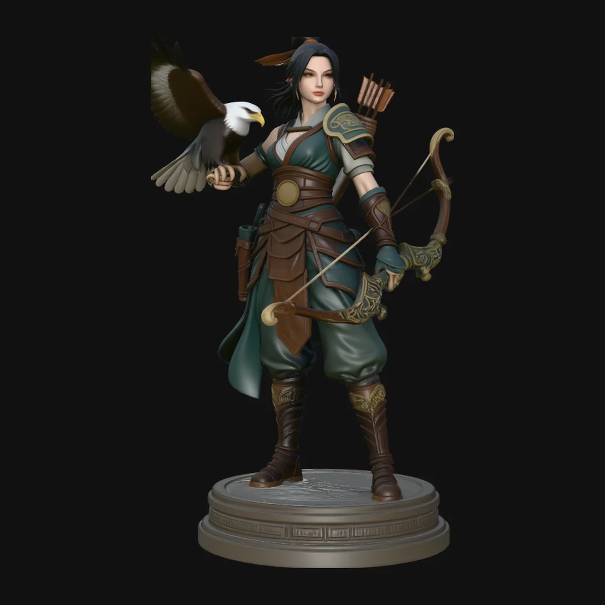 Female Archer with Eagle Statue Design 3