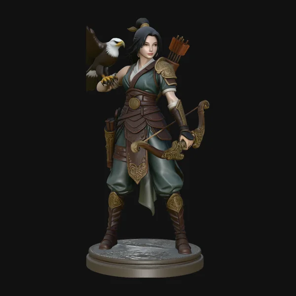 Female Archer with Eagle Statue Design 4