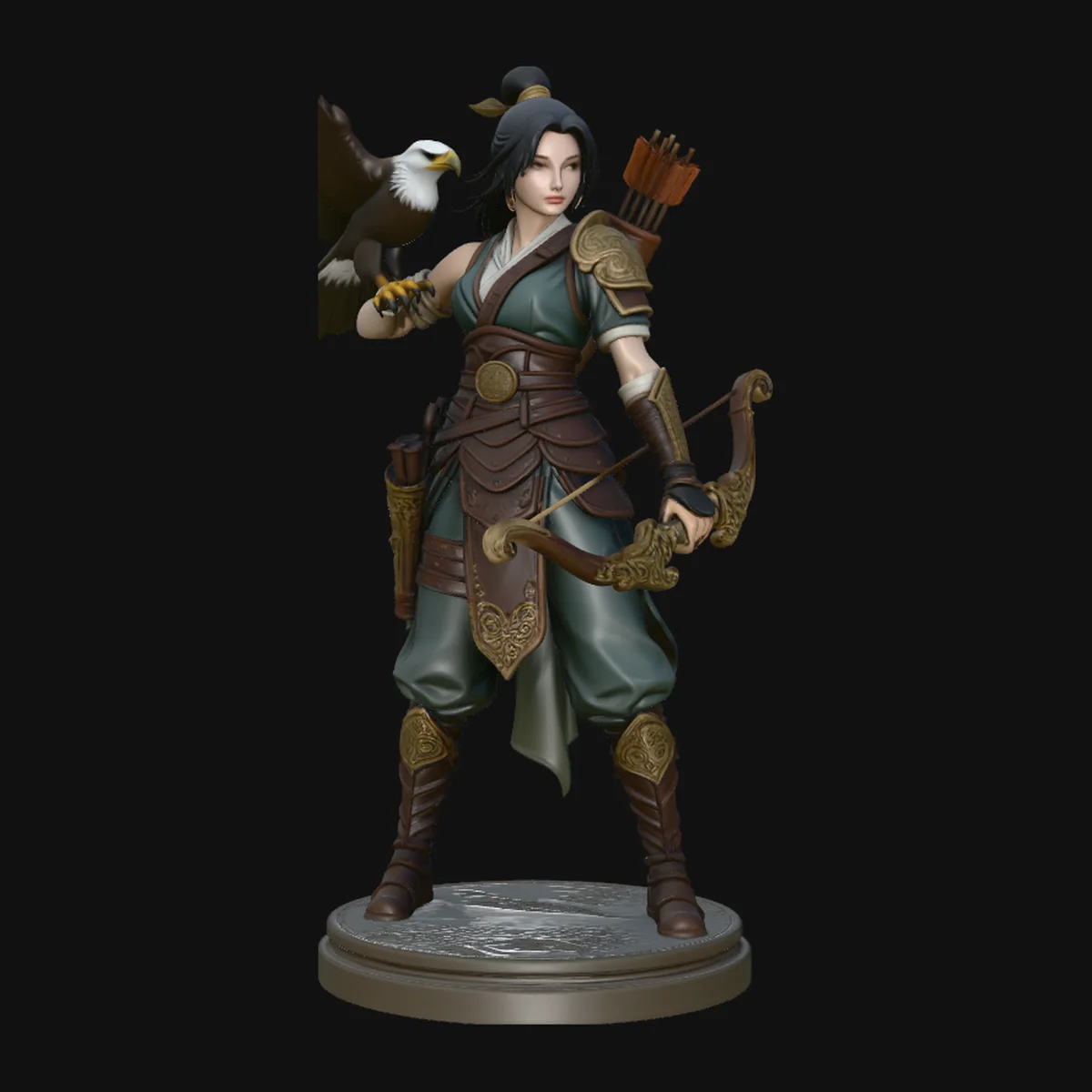 Female Archer with Eagle Statue Design 4
