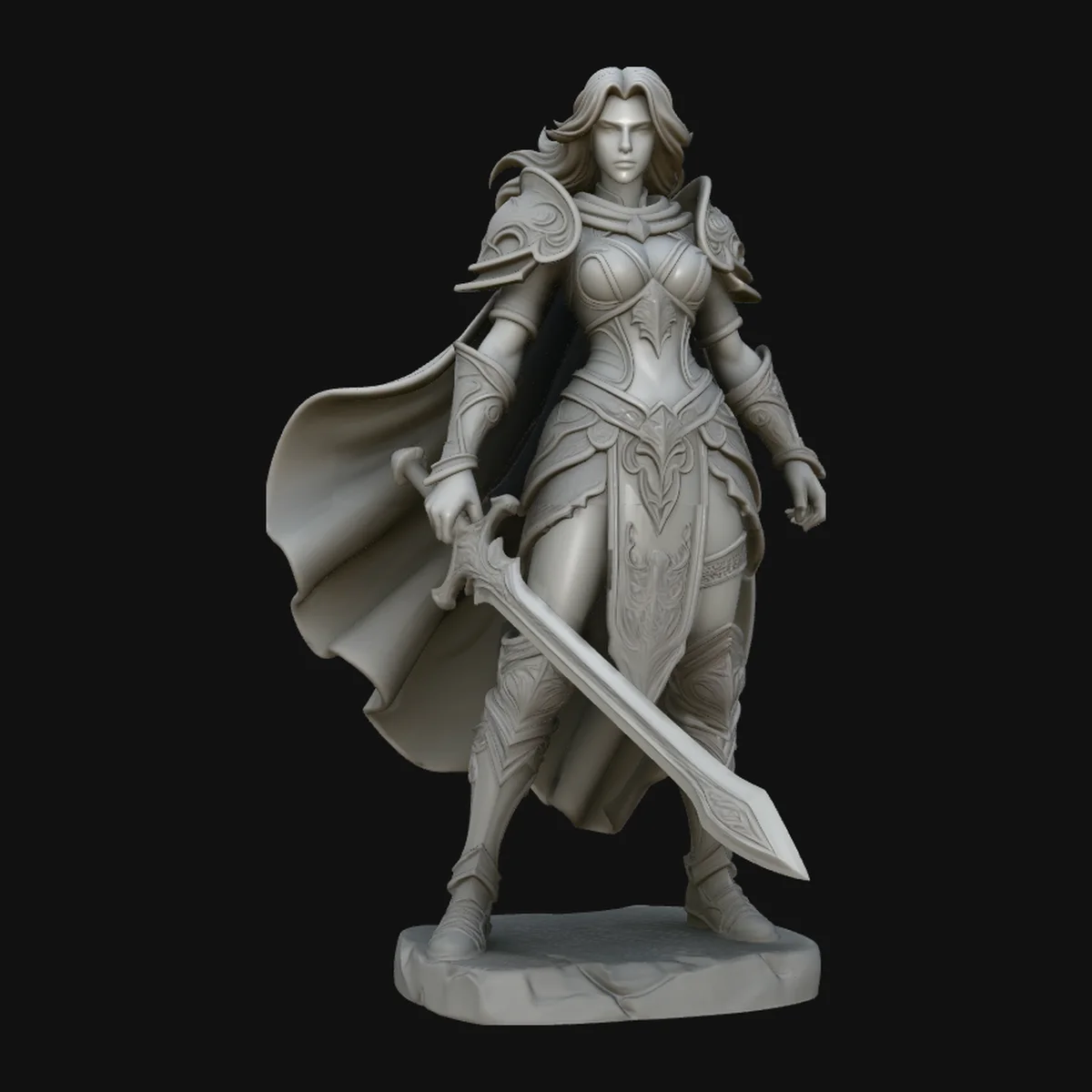 Female Knight with Sword Statue Design 1