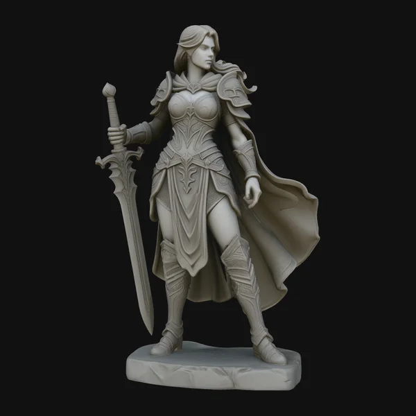Female Knight with Sword Statue Design 2