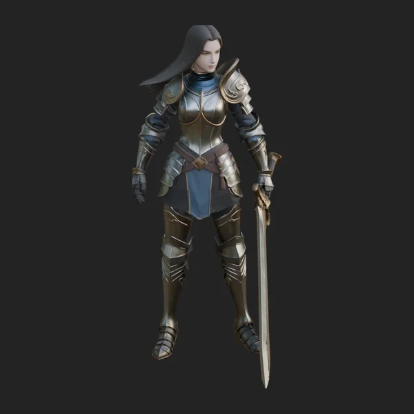 Female Knight with Sword Statue Design 5