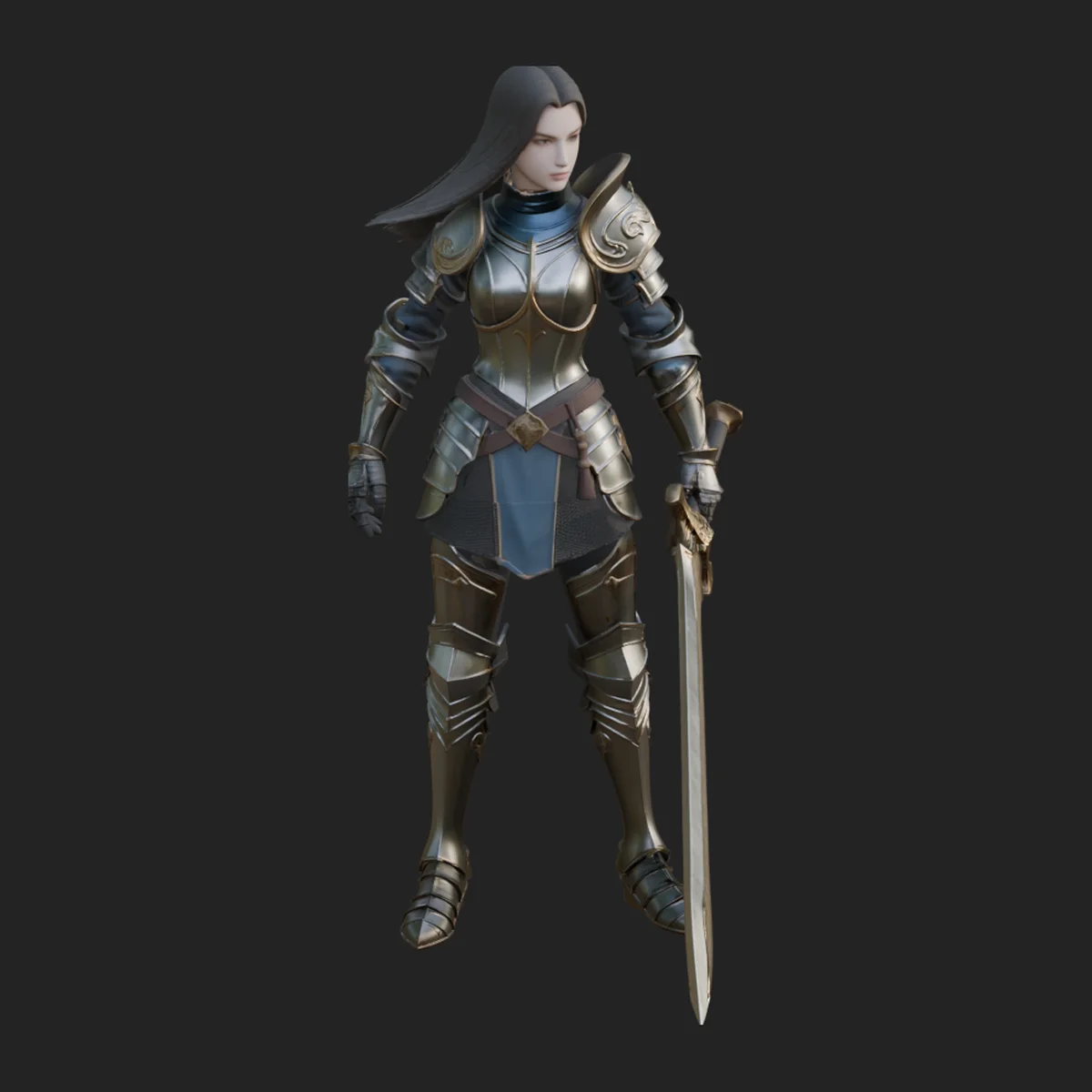 Female Knight with Sword Statue Design 5