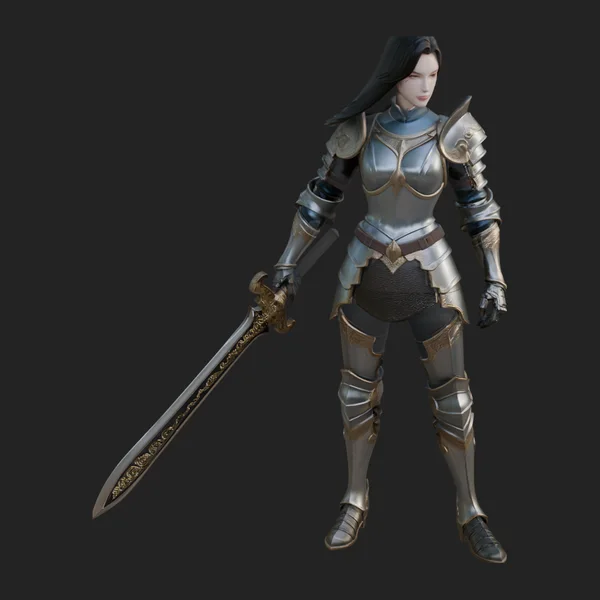Female Knight with Sword Statue Design 6