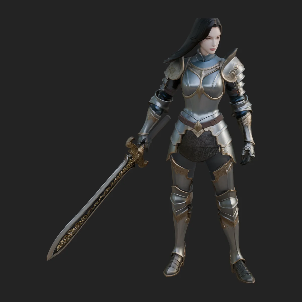 Female Knight with Sword Statue Design 6