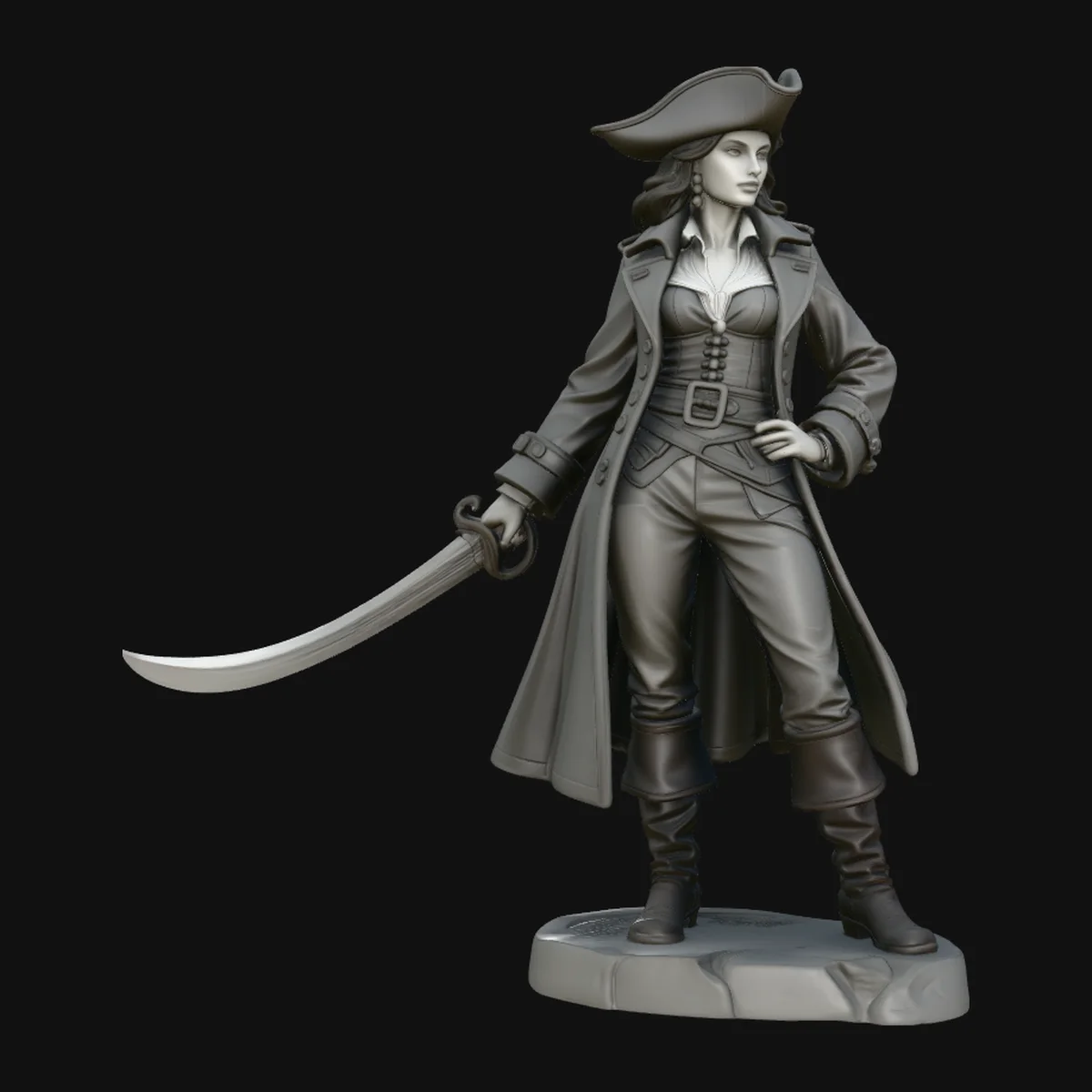 Female Pirate Captain Statue Design 1
