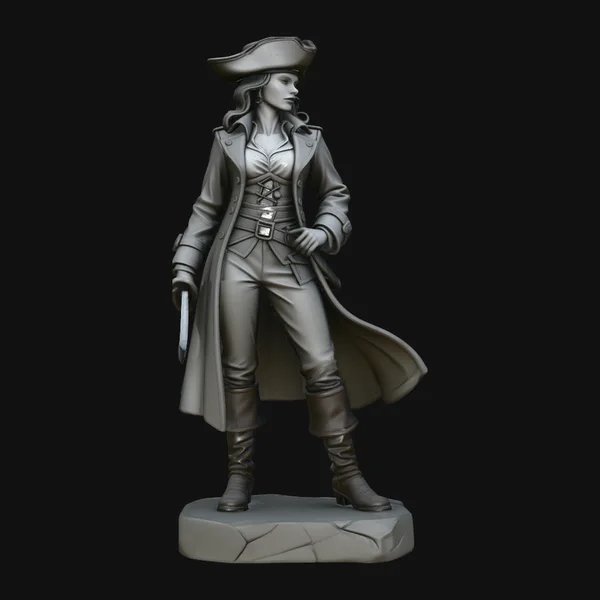 Female Pirate Captain Statue Design 2