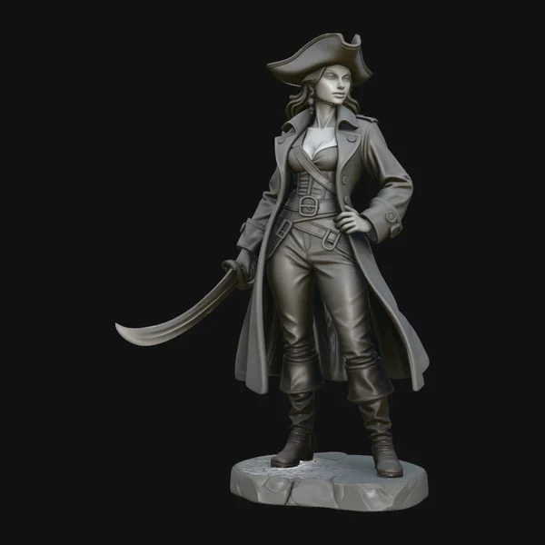 Female Pirate Captain Statue Design 3