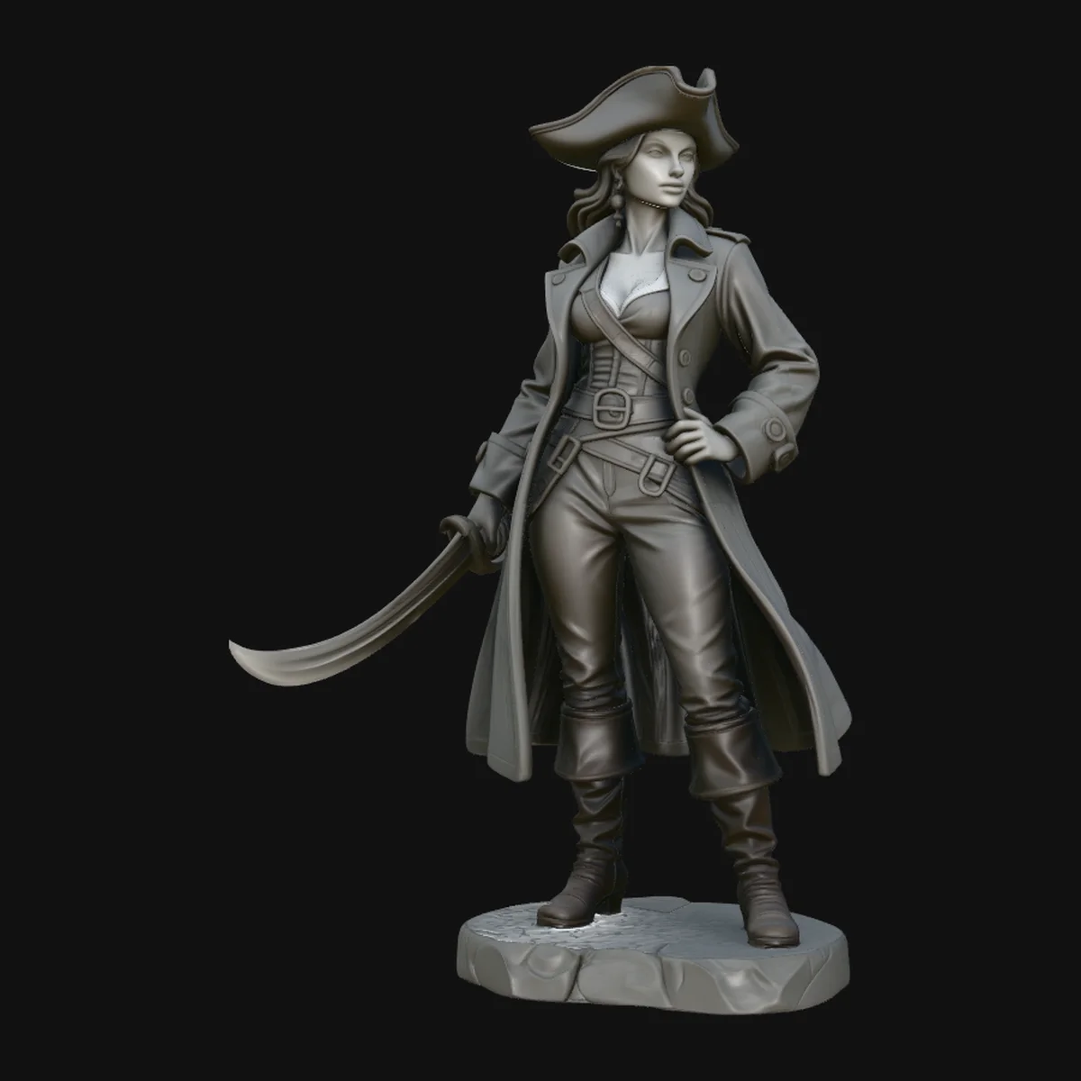 Female Pirate Captain Statue Design 3